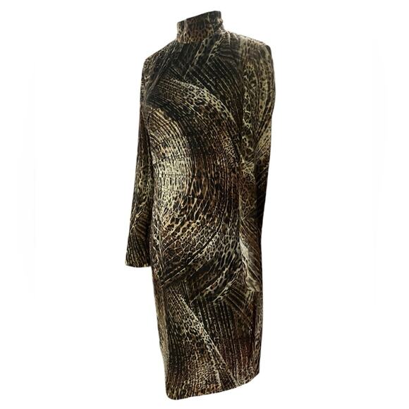 Vtg Y2K Carlisle Mock Neck Leopard Dress 6 Sophisticated Mob Wife Old Money Glam - Picture 2 of 8